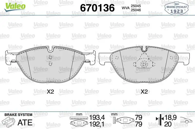 VALEO 670136 Ön Fren Balatası resmi