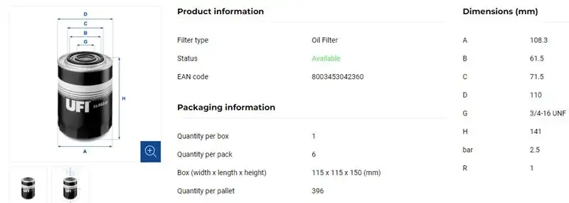 UFI 23.303.00 Yağ Filtresi resmi