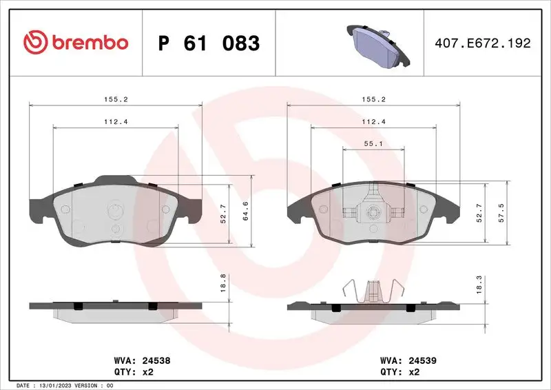 BREMBO P61083 Ön Fren Balatası resmi