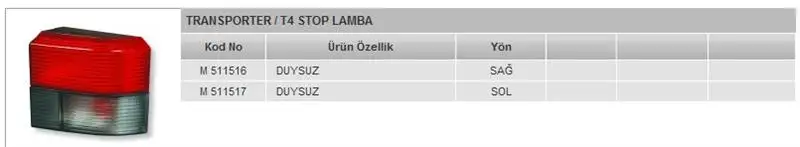 MARS 511517 Stop Lambası (Sol) 701945096A01C resmi