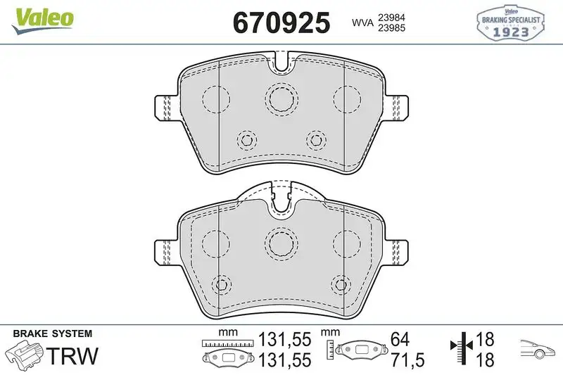 VALEO 670925 Ön Fren Balatası resmi