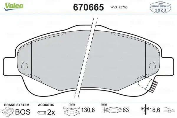 VALEO 670665 Ön Fren Balatası resmi