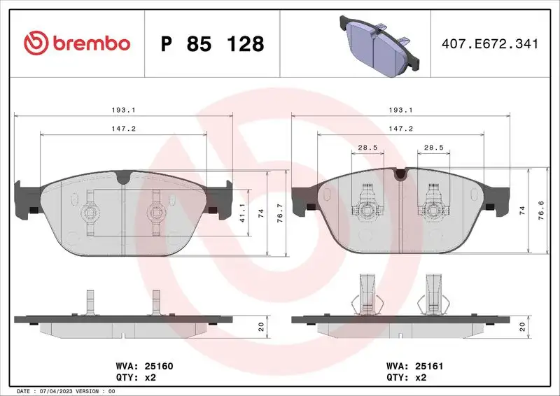 BREMBO P85128 Ön Fren Balatası resmi