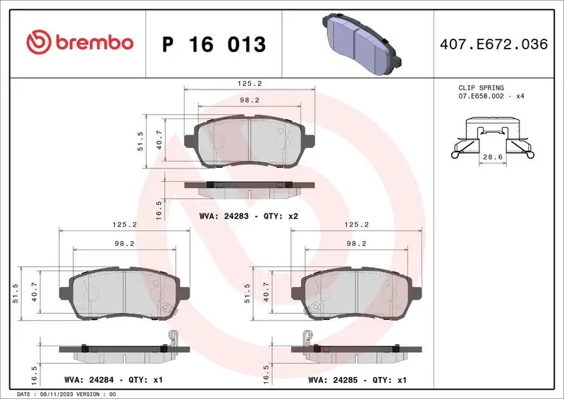 BREMBO P16013 Ön Fren Balatası resmi