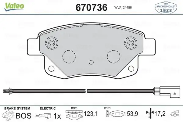 VALEO 670736 Arka Fren Balatası resmi