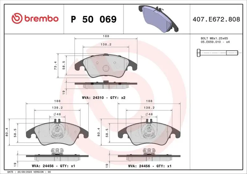 BREMBO P50069 Ön Fren Balatası resmi