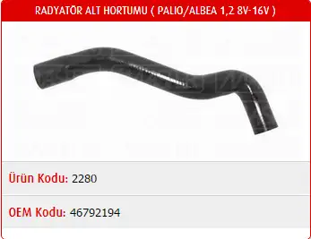 MASTER M2280 Radyatör Üst Hortumu 46792194 resmi