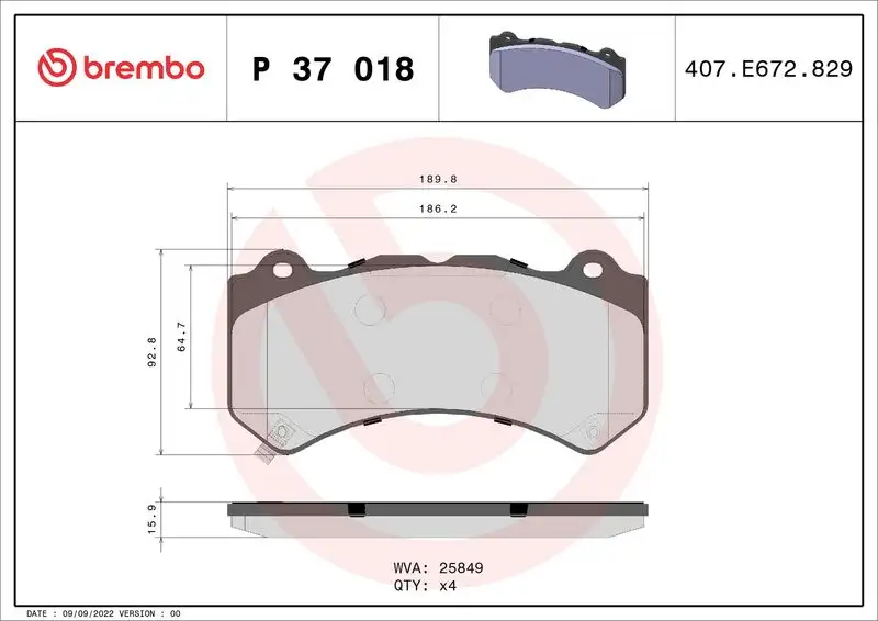 BREMBO P37018 Ön Fren Balatası resmi