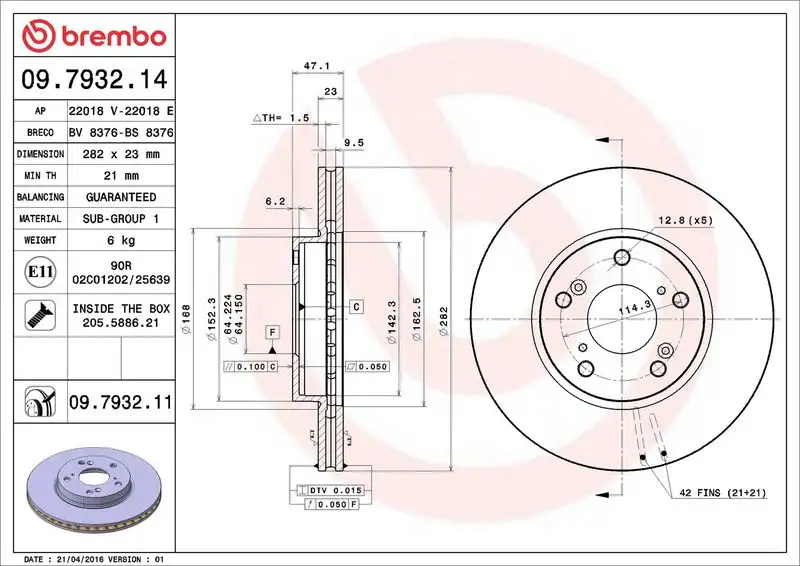 BREMBO 09.7932.11 Ön Fren Diski resmi