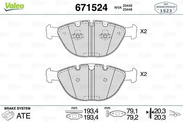VALEO 671524 Ön Fren Balatası 34116756350 resmi