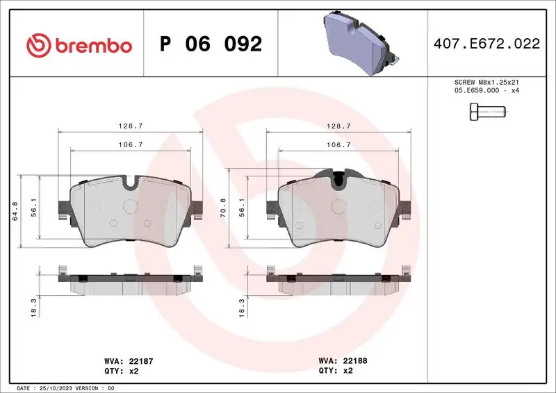 BREMBO P06092 Ön Fren Balatası resmi