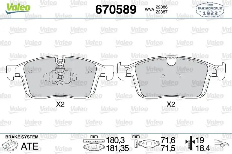 VALEO 670589 Ön Fren Balatası resmi