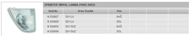 MARS 520928 Sinyal Lambası (Sol) A9018200121 resmi