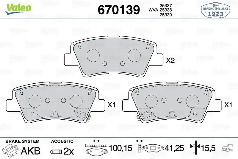VALEO 670139 Arka Fren Balatası resmi