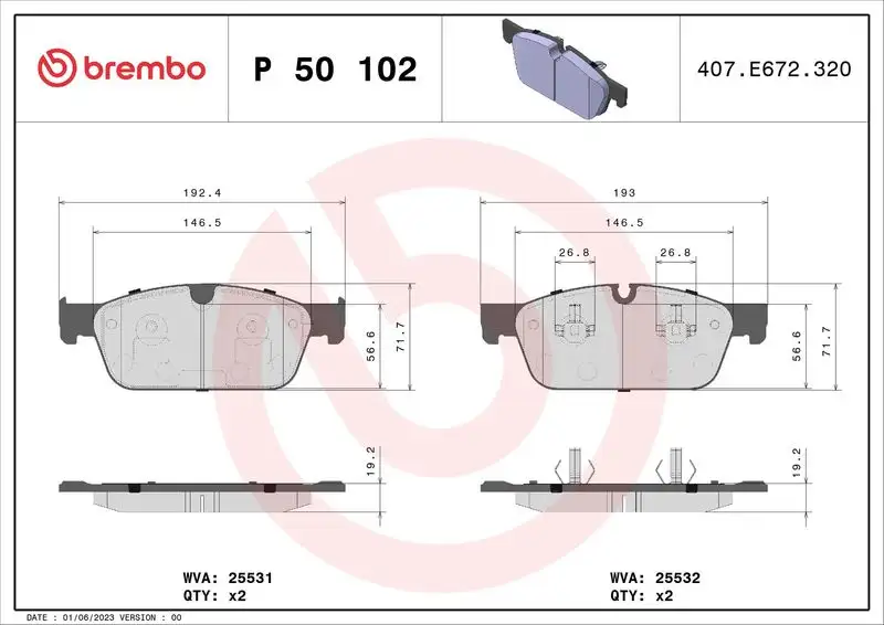 BREMBO P50102 Ön Fren Balatası resmi