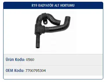 MASTER M0560 Radyatör Alt Hortumu 7700795304 resmi
