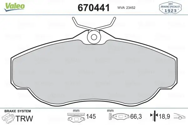 VALEO 670441 Ön Fren Balatası resmi
