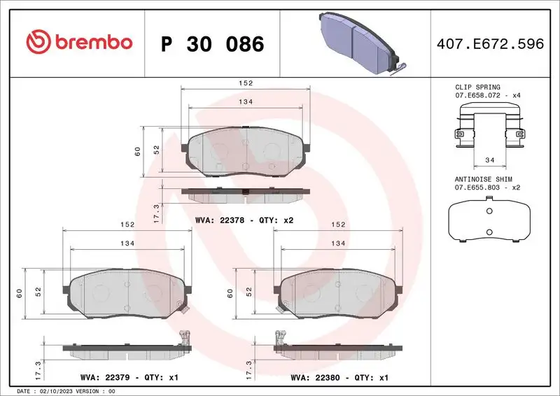 BREMBO P30086 Ön Fren Balatası resmi