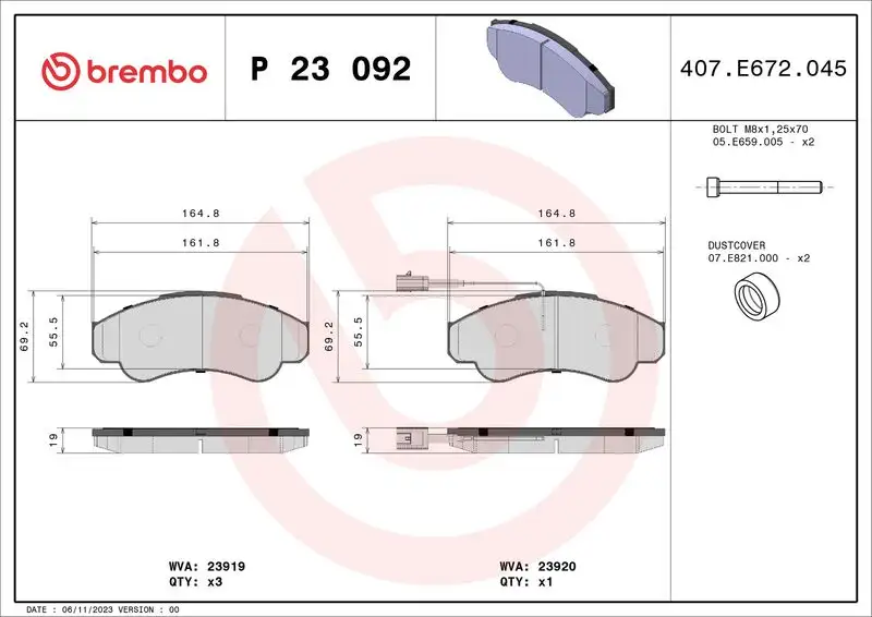 BREMBO P23092 Ön Fren Balatası resmi