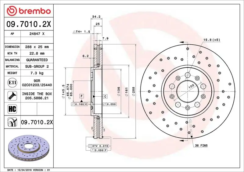 BREMBO 09.7010.2X Ön Fren Diski resmi
