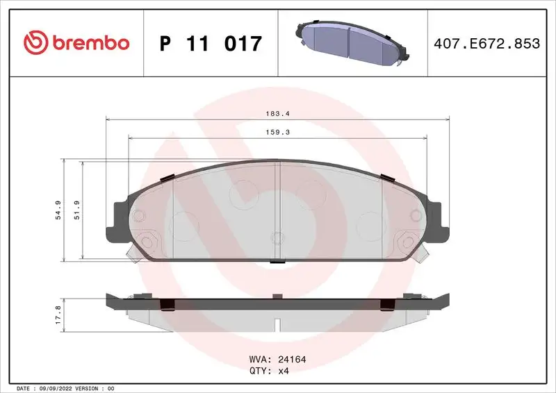 BREMBO P11017 Ön Fren Balatası resmi