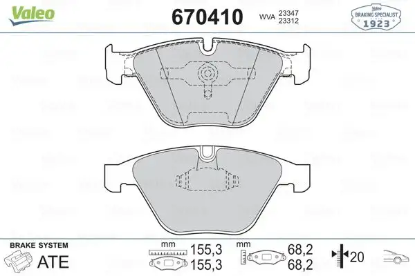 VALEO 670410 Ön Fren Balatası resmi