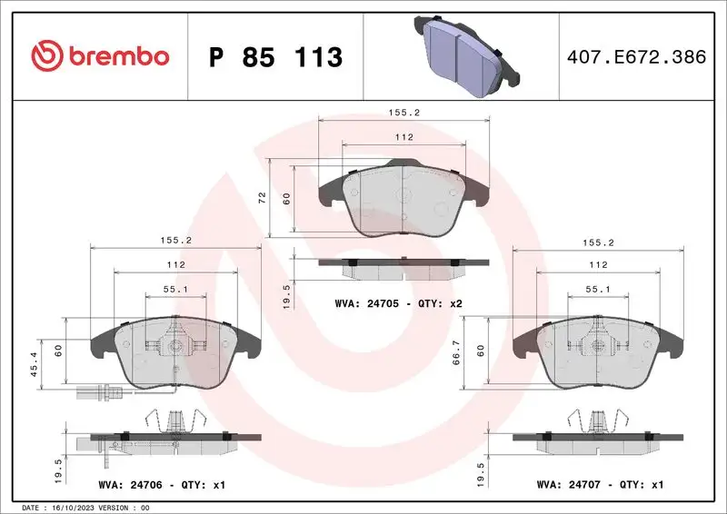 BREMBO P85113 Ön Fren Balatası resmi