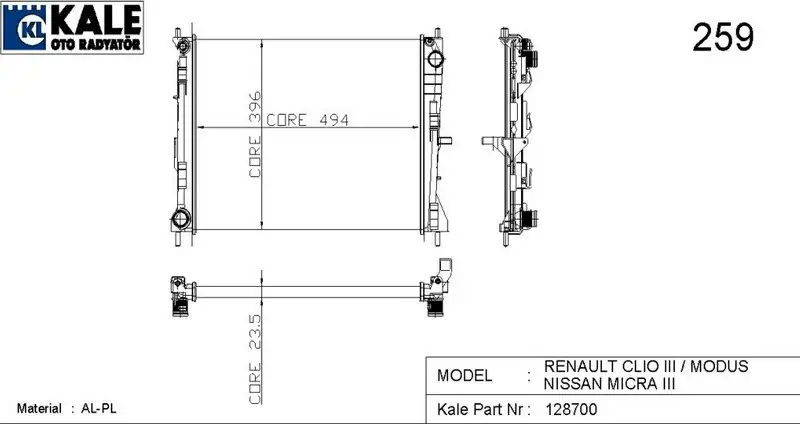 KALE 0518572AL Radyatör resmi