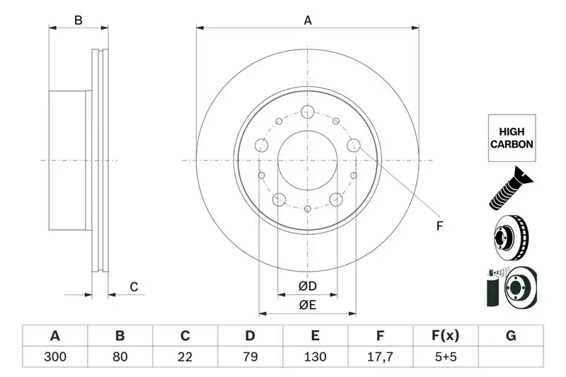 BOSCH 0986479E02 Ön Fren Diski resmi