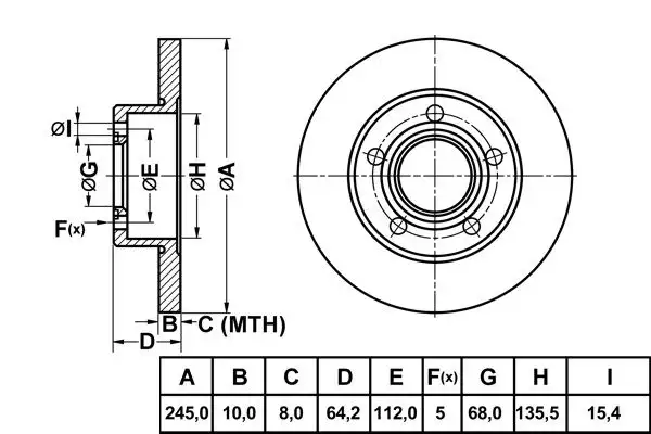 MGA 50207 Arka Fren Diski 4A0615601A resmi