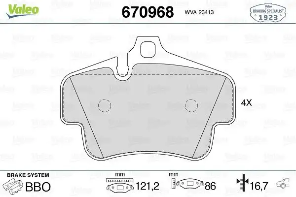 VALEO 670968 Arka Fren Balatası resmi