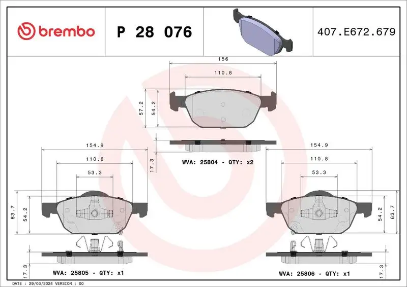 BREMBO P28076 Ön Fren Balatası resmi
