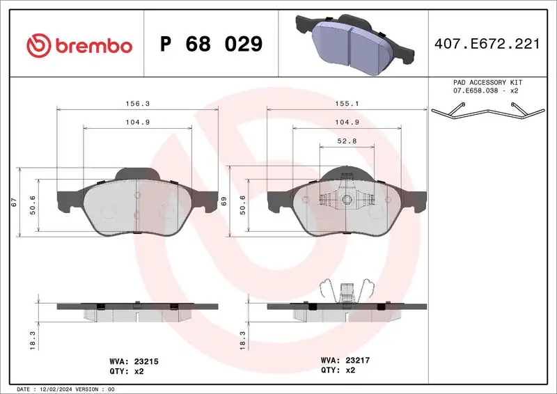 BREMBO P68029 Ön Fren Balatası resmi