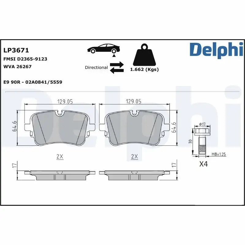 DELPHI LP3671 Arka Fren Balatası resmi
