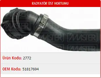 MASTER M2772 Radyatör Üst Hortumu 51817694 resmi