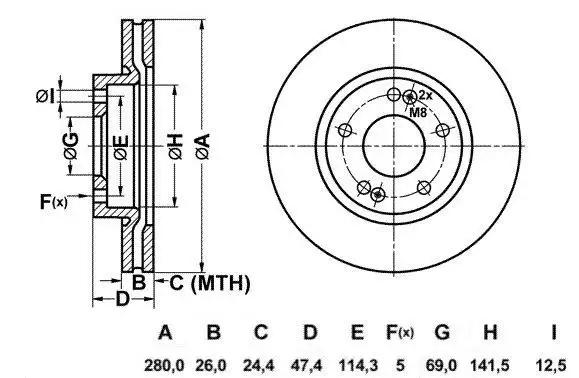 MGA 50241 Ön Fren Diski 517122C000 resmi