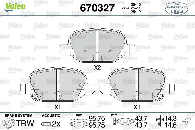 VALEO 670327 Arka Fren Balatası 77366453 resmi