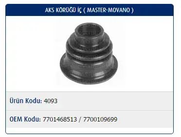 MASTER M4093 İç Aks Körüğü resmi