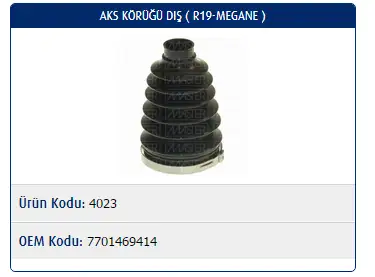 MASTER M4023 Dış Aks Körüğü 7701469414 resmi