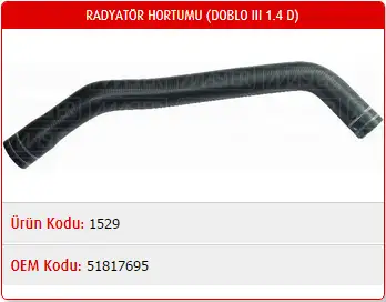 MASTER M1529 Radyatör Üst Hortumu 51817695 resmi