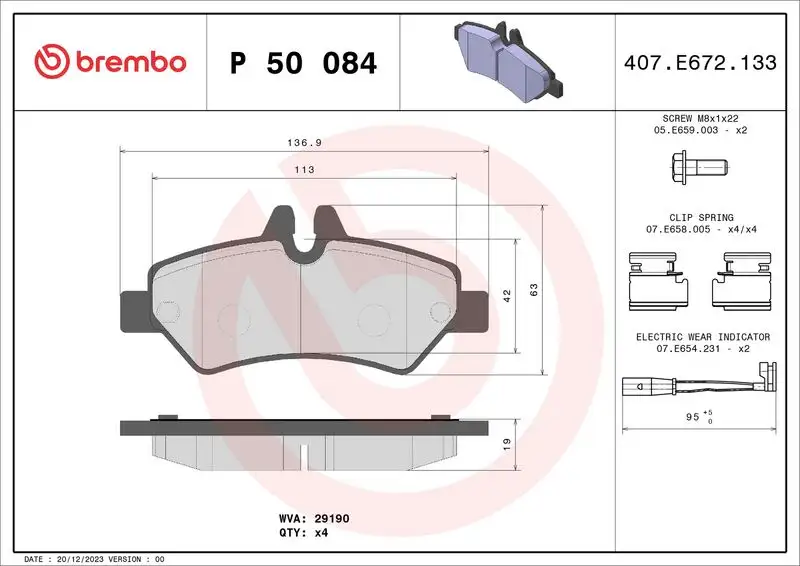 BREMBO P50084 Arka Fren Balatası resmi