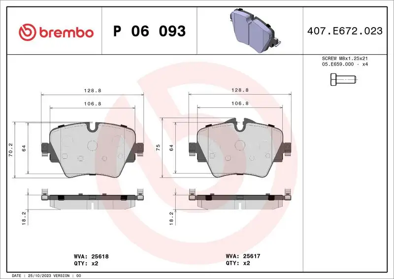 BREMBO P06093 Ön Fren Balatası resmi