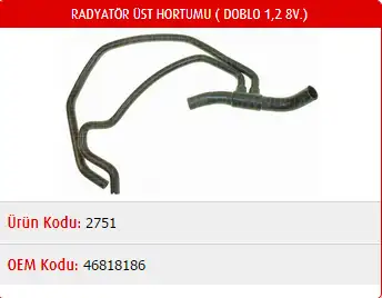 MASTER M2751 Radyatör Alt Hortumu 46818186 resmi