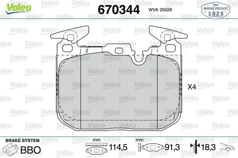 VALEO 670344 Ön Fren Balatası resmi