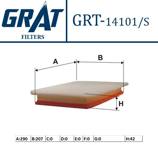 GRAT 14101S Hava Filtresi 834159 resmi