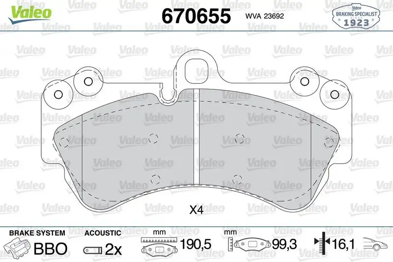 VALEO 670655 Ön Fren Balatası resmi