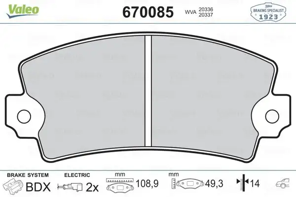 VALEO 670085 Arka Fren Balatası resmi