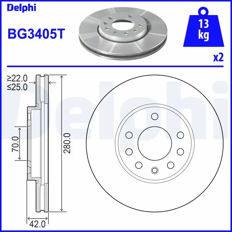DELPHI BG3405T Ön Fren Diski resmi