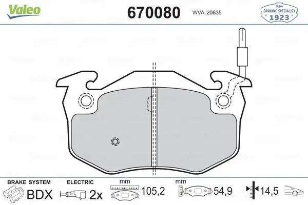 VALEO 670080 Ön Fren Balatası resmi