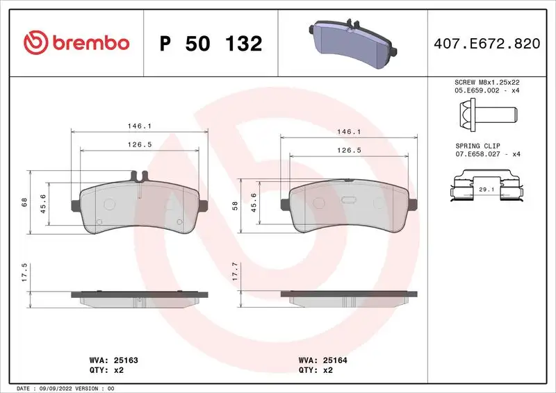 BREMBO P50132 Arka Fren Balatası resmi